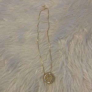 Gold "L" Rhinestone Necklace